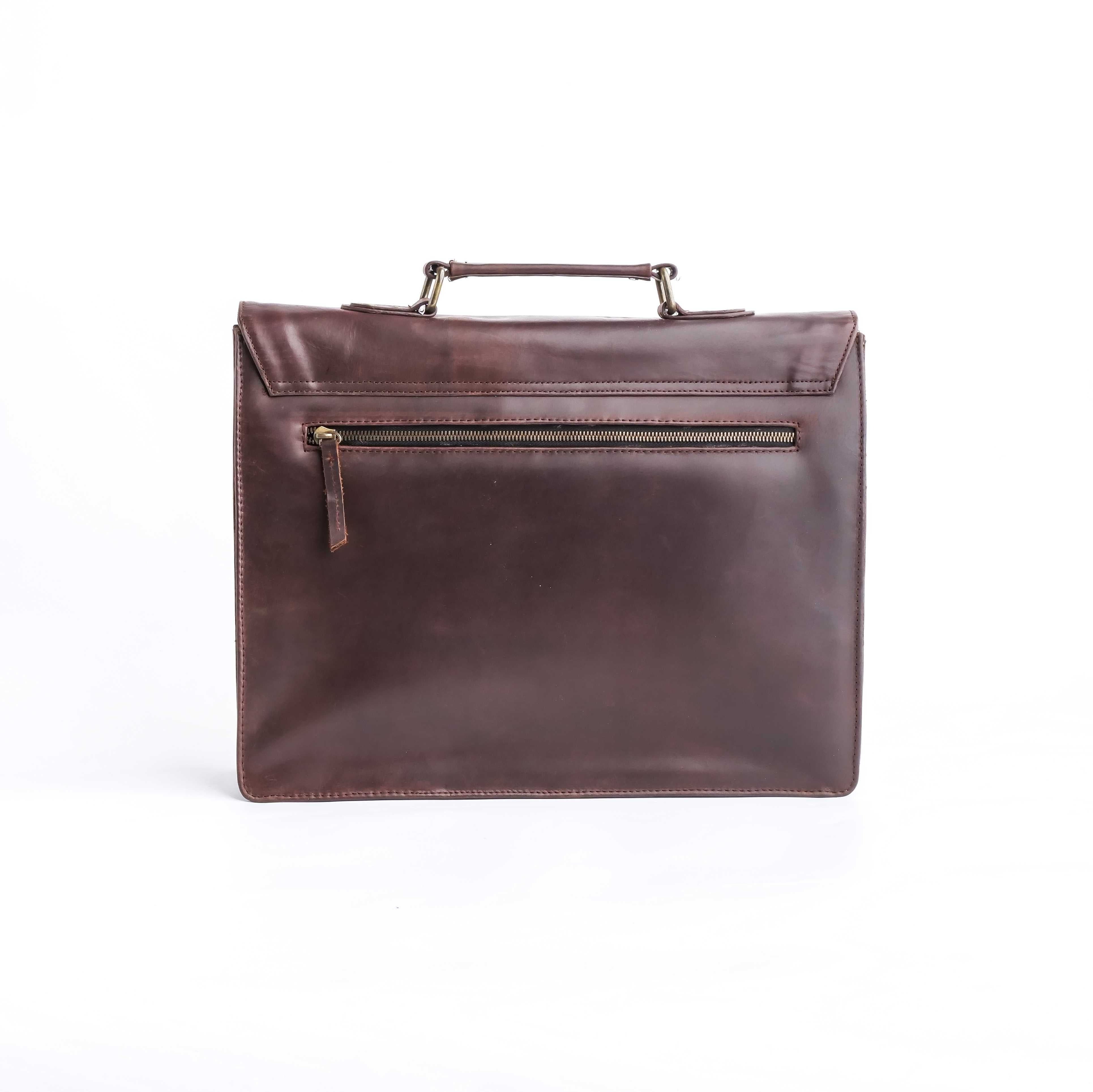 The Corporate Pure Leather Bag- Dark Brown