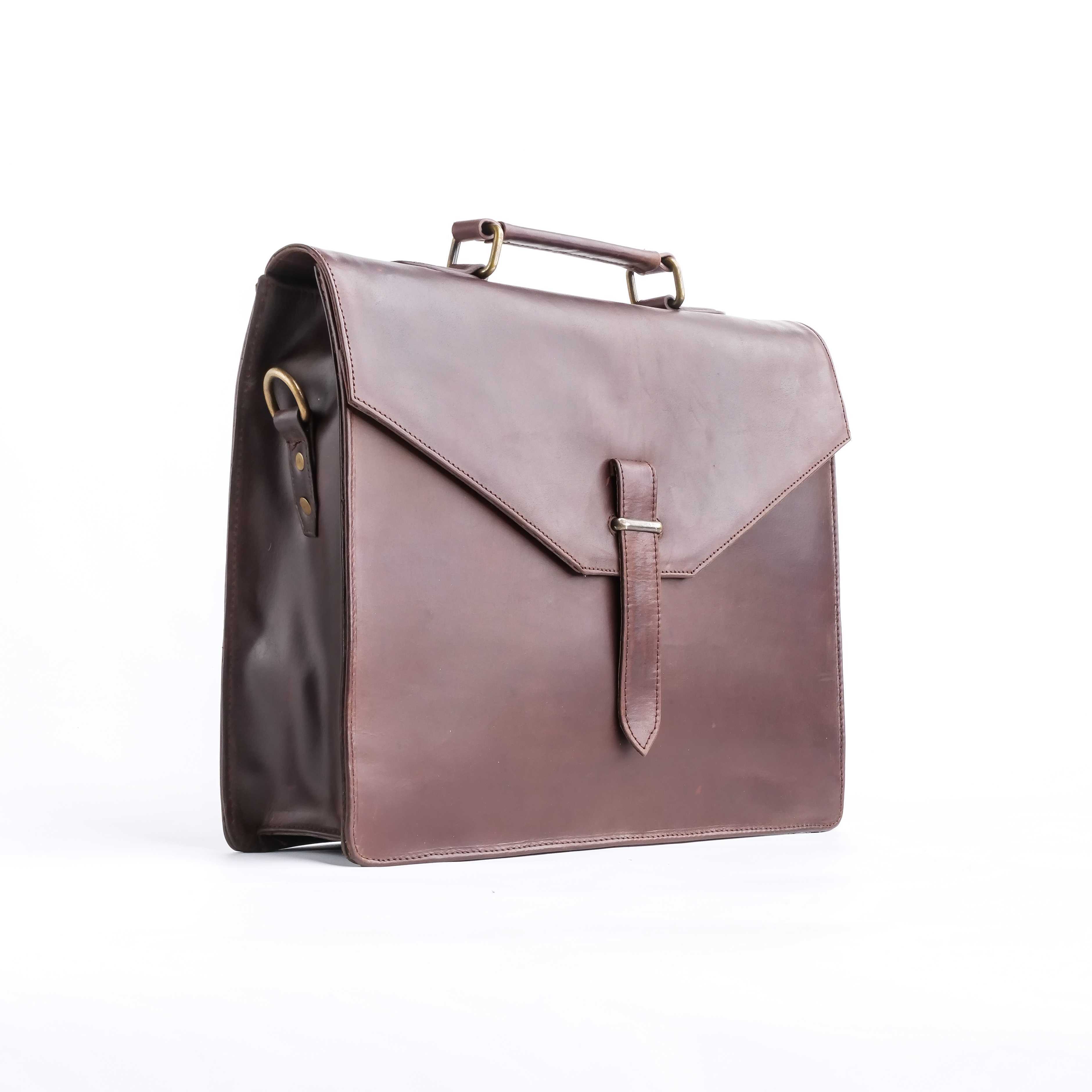The Corporate Pure Leather Bag- Dark Brown