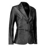 Load image into Gallery viewer, Classic 2-Button Lambskin Leather Blazer Women-Black
