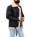 Load image into Gallery viewer, Premium Shearling Fur Leather Jacket-Black
