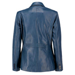 Load image into Gallery viewer, Classic 2-Button Lambskin Leather Blazer Women-Blue
