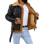 Load image into Gallery viewer, Premium Shearling Fur Leather Jacket-Brown
