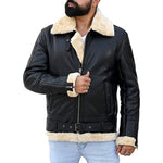 Load image into Gallery viewer, Premium Shearling Fur Leather Jacket-Black
