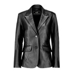 Load image into Gallery viewer, Classic 2-Button Lambskin Leather Blazer Women-Black
