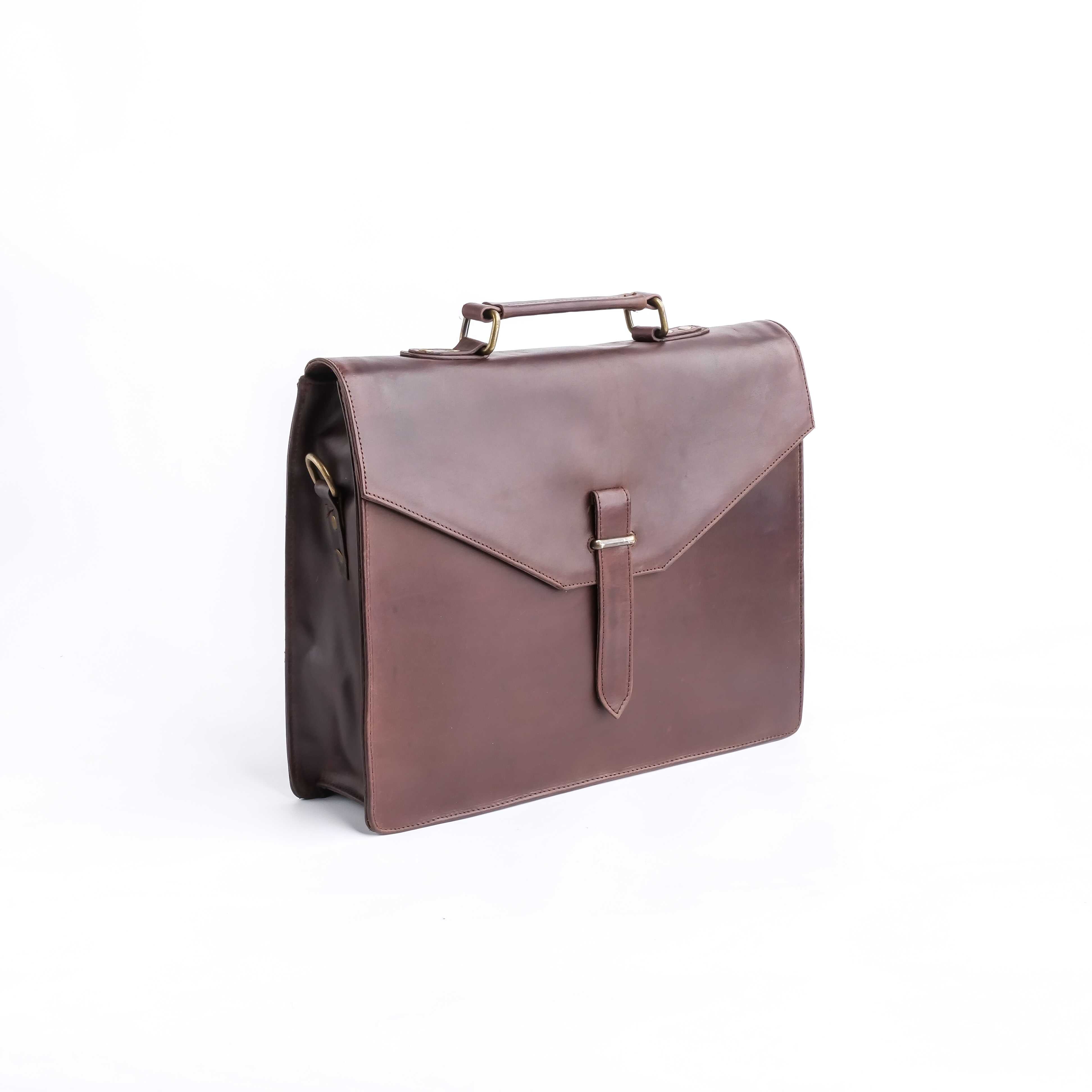 The Corporate Pure Leather Bag- Midnight Brown