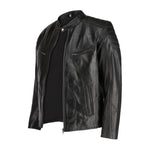 Load image into Gallery viewer, Mens Black Lambskin Biker Style Leather Jacket
