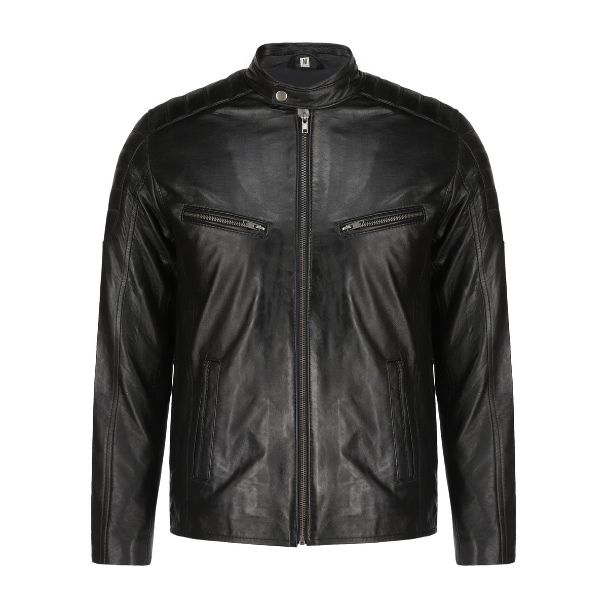 Mens Black Lambskin Biker Style Leather Jacket – Jild