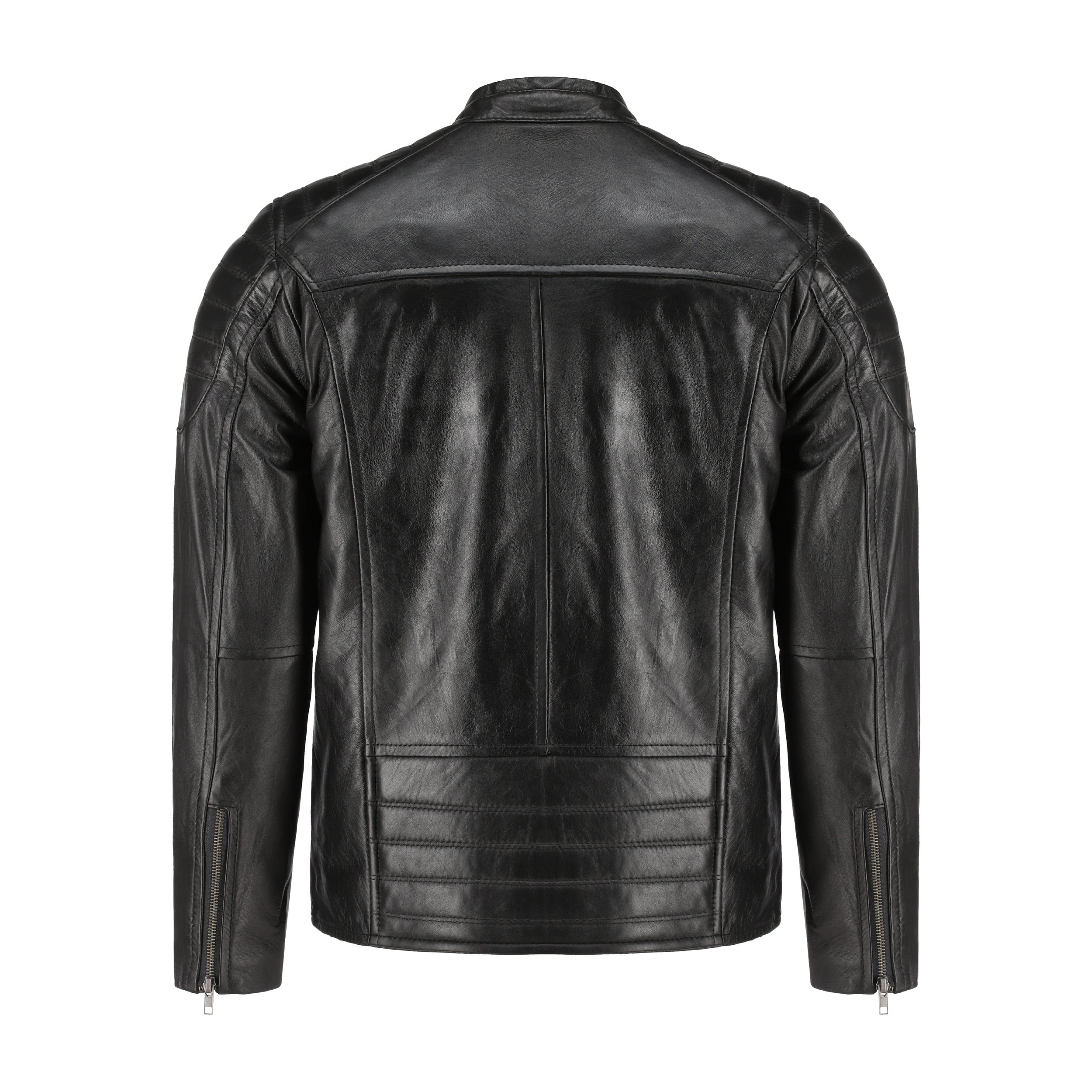 Mens Black Lambskin Biker Style Leather Jacket