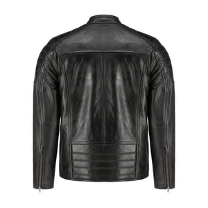 Mens Black Lambskin Biker Style Leather Jacket