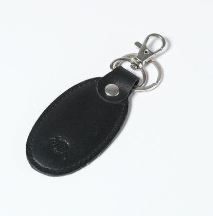 Leather Hook Locking Silver Metal key ring Key chain(Black)