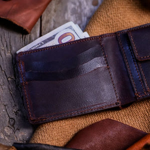 The Vault Vintage Leather Wallet-Coin Pocket-BURGUNDY