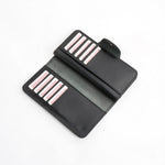 Load image into Gallery viewer, Tri-Fold Pure Leather Long Wallet With Button Closure-BLACK
