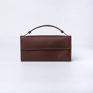 Nova-Womens Handle Leather Clutch Wallet-Brown