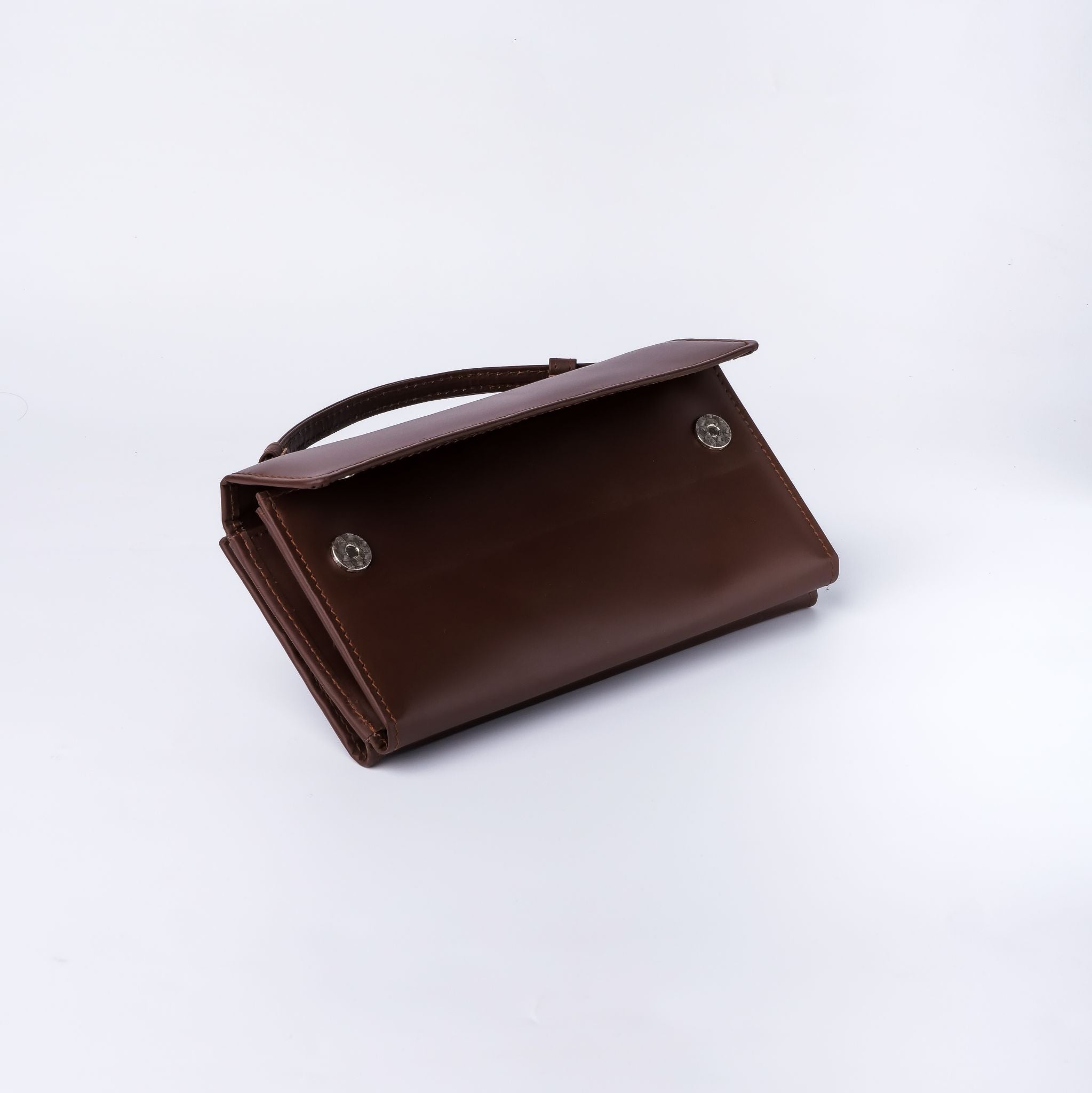 Nova-Womens Handle Leather Clutch Wallet-Brown