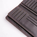 Load image into Gallery viewer, Tri-Fold Pure Leather Long Wallet With Button Closure-BURGUNDY
