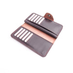 Load image into Gallery viewer, Tri-Fold Pure Leather Long Wallet With Button Closure-BURGUNDY
