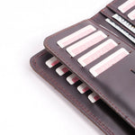 Load image into Gallery viewer, Tri-Fold Pure Leather Long Wallet With Button Closure-BURGUNDY
