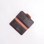 Load image into Gallery viewer, Tri-Fold Pure Leather Long Wallet With Button Closure-BURGUNDY

