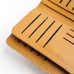 Load image into Gallery viewer, Tri-Fold Pure Leather Long Wallet With Button Closure-CAMEL BROWN
