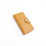 Load image into Gallery viewer, Tri-Fold Pure Leather Long Wallet With Button Closure-CAMEL BROWN

