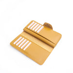 Load image into Gallery viewer, Tri-Fold Pure Leather Long Wallet With Button Closure-CAMEL BROWN
