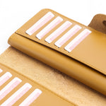 Load image into Gallery viewer, Tri-Fold Pure Leather Long Wallet With Button Closure-CAMEL BROWN
