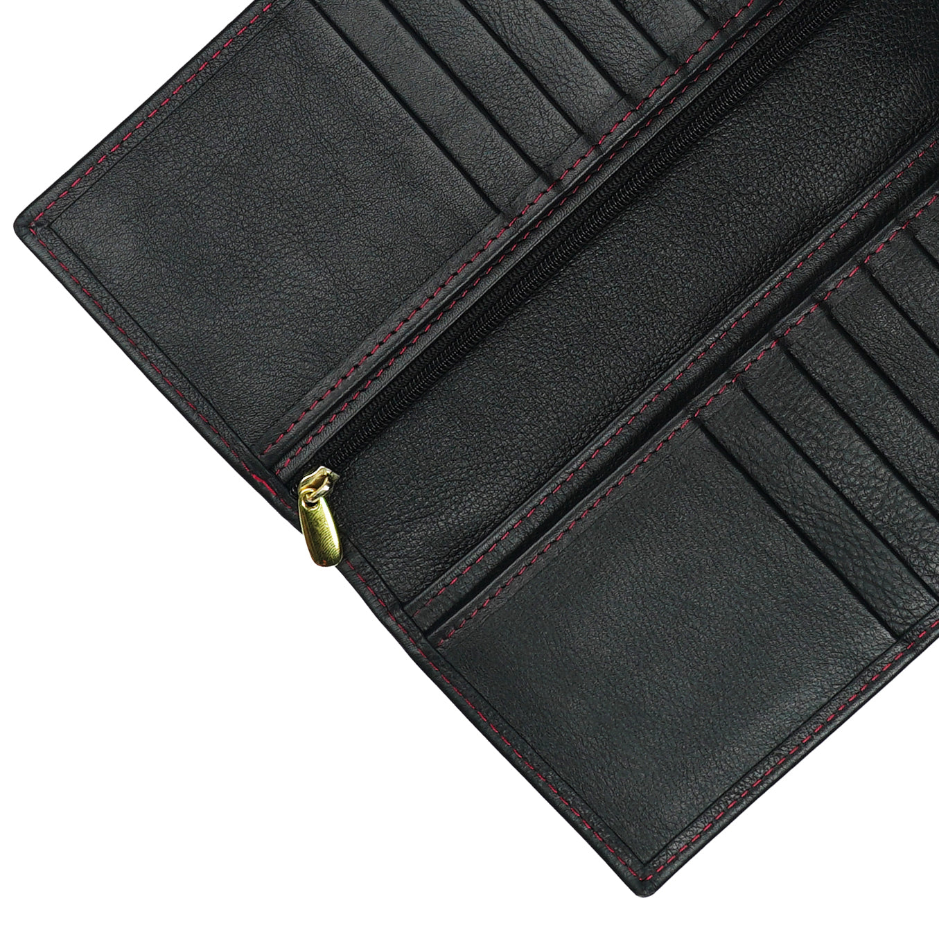 Executive Leather Long Wallet BLACK/RED