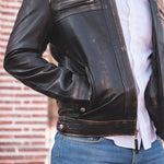 Load image into Gallery viewer, Men&#39;s Casual Signature Diamond Lambskin Leather Jacket-Vintage Black

