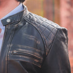 Load image into Gallery viewer, Men&#39;s Casual Signature Diamond Lambskin Leather Jacket-Vintage Black
