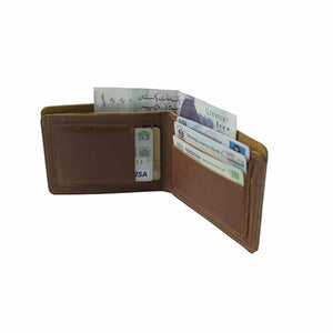 Mens Genuine Vintage Leather Wallet-BROWN S3