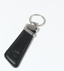 Slim Leather Silver key ring Key chain(Black)
