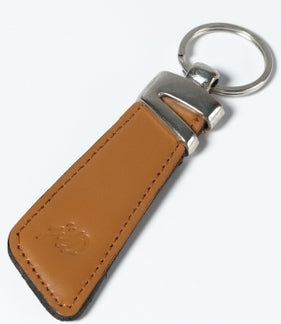 Slim Leather Silver key ring Key chain(Camel Brown)