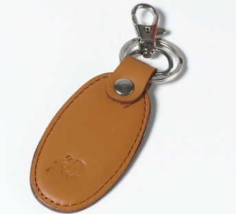 Leather Hook Locking Silver Metal key ring Key chain(Camel Brown)