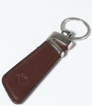 Slim Leather Silver key ring Key chain(Brown)