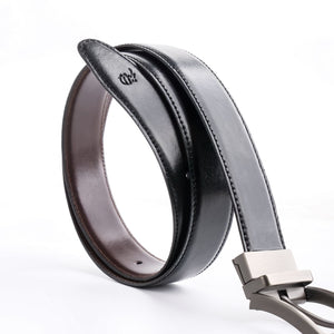Chromium Double Sided Reversible Men's' Leather Belt-Black Dark Brown
