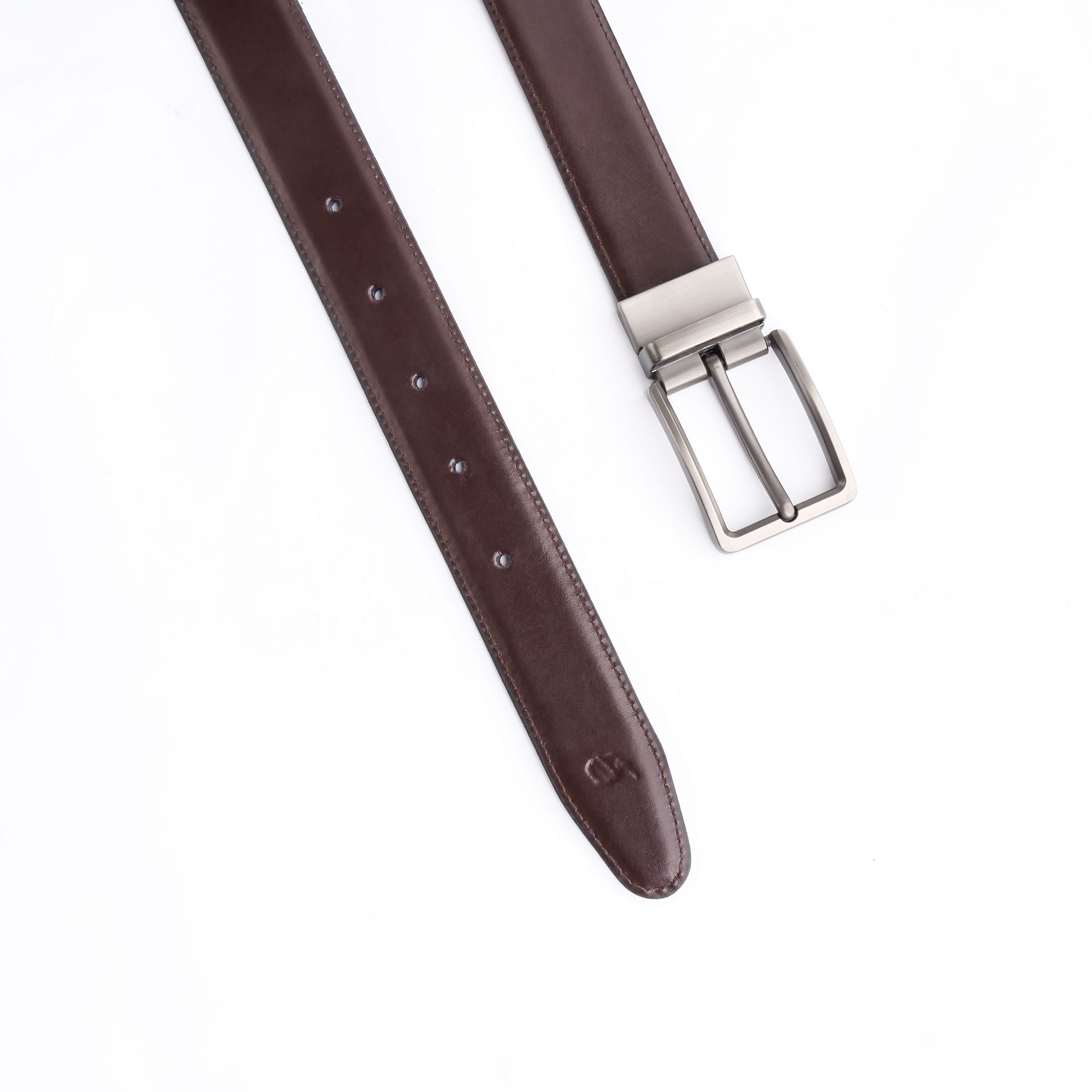 Chromium Double Sided Reversible Men's' Leather Belt-Black Dark Brown