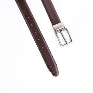 Chromium Double Sided Reversible Men's' Leather Belt-Black Dark Brown