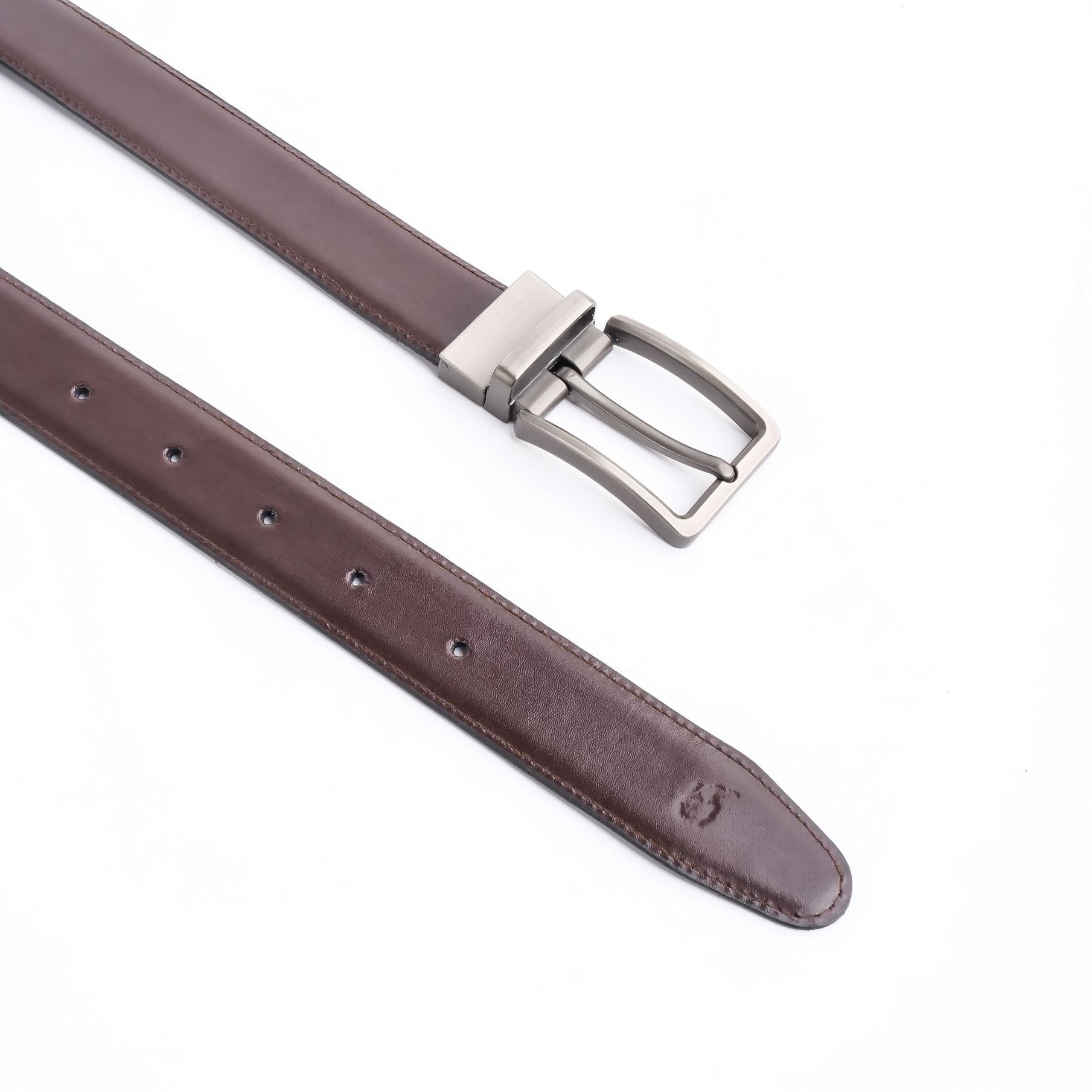 Chromium Double Sided Reversible Men's' Leather Belt-Black Dark Brown