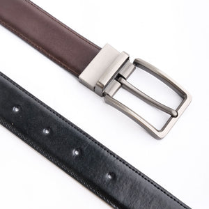 Chromium Double Sided Reversible Men's' Leather Belt-Black Dark Brown