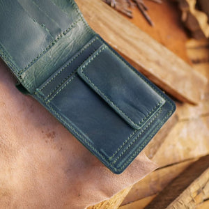 The Vault Vintage Leather Wallet-Coin Pocket-EMERALD GREEN