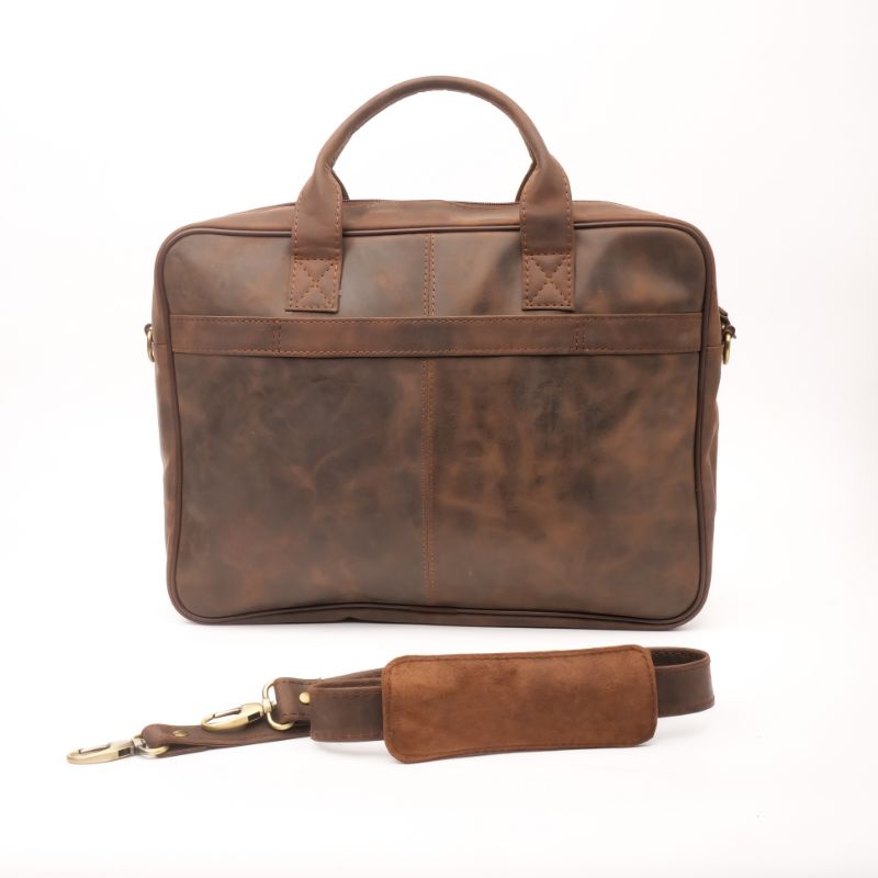 Everyday Companion Leather Laptop Bag-Vintage Dark Brown