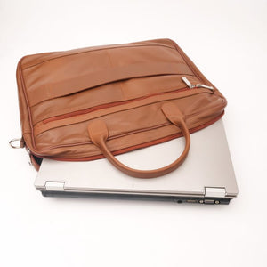 Executive Leather Laptop Bag-Tan