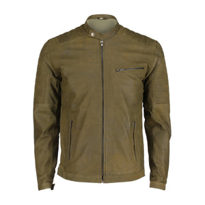 Mens Green Classic Fashion Buff Soft Real Leather Jacket