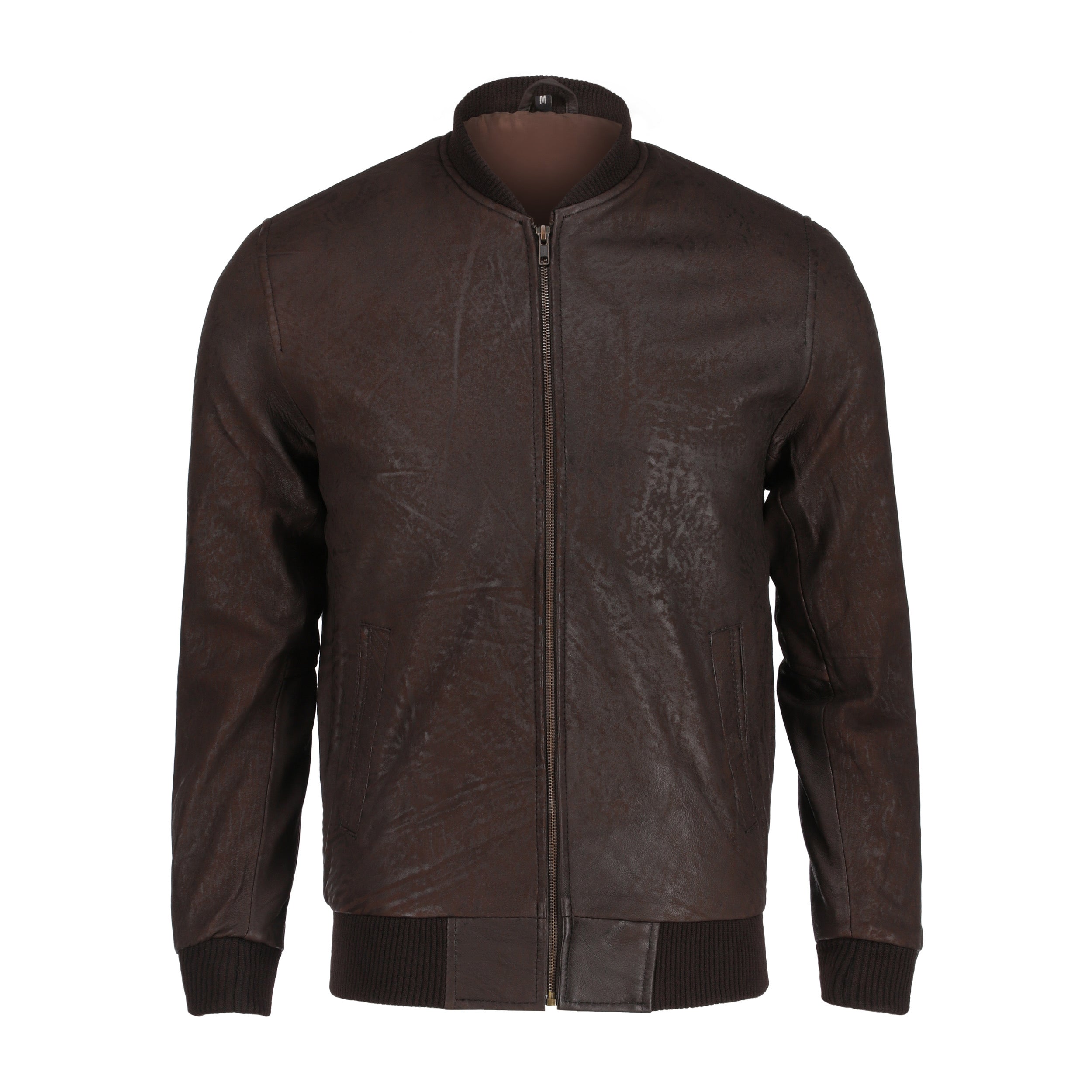 Snuff Style Real Bomber Leather Jacket Brown Color