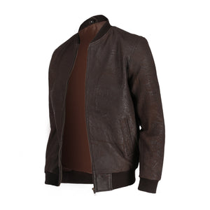 Snuff Style Real Bomber Leather Jacket Brown Color