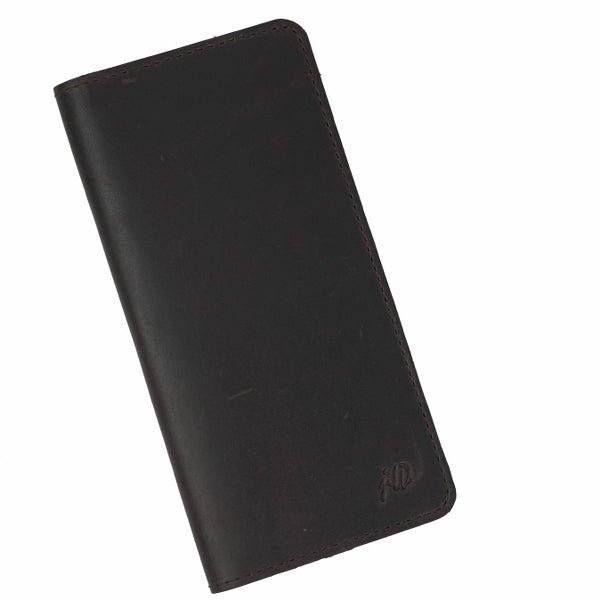 Slim Vintage Long Leather Travel Wallet For Mobile/Credit Cards-BROWN