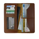 Load image into Gallery viewer, Slim Vintage Long Leather Travel Wallet For Mobile/Credit Cards WOOD BROWN
