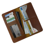 Load image into Gallery viewer, Slim Vintage Long Leather Travel Wallet For Mobile/Credit Cards WOOD BROWN
