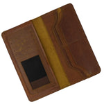Load image into Gallery viewer, Slim Vintage Long Leather Travel Wallet For Mobile/Credit Cards WOOD BROWN
