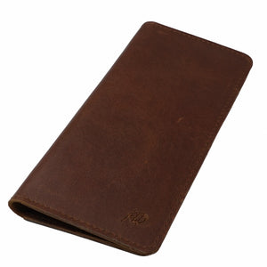 Slim Vintage Long Leather Travel Wallet For Mobile/Credit Cards DARK BROWN